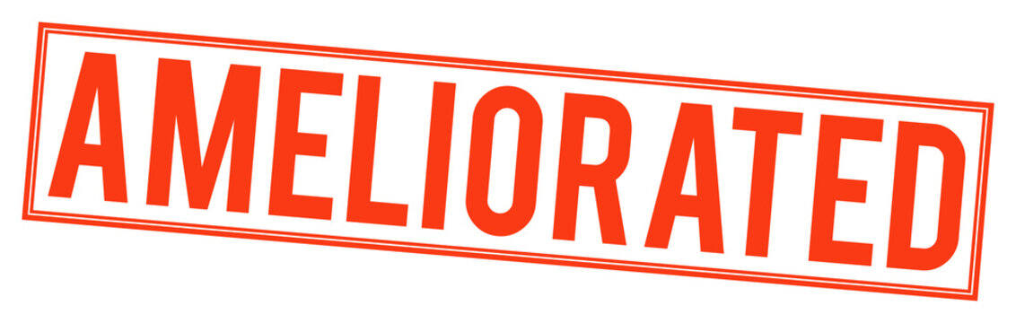 Red ameliorated stamp text on transparent background