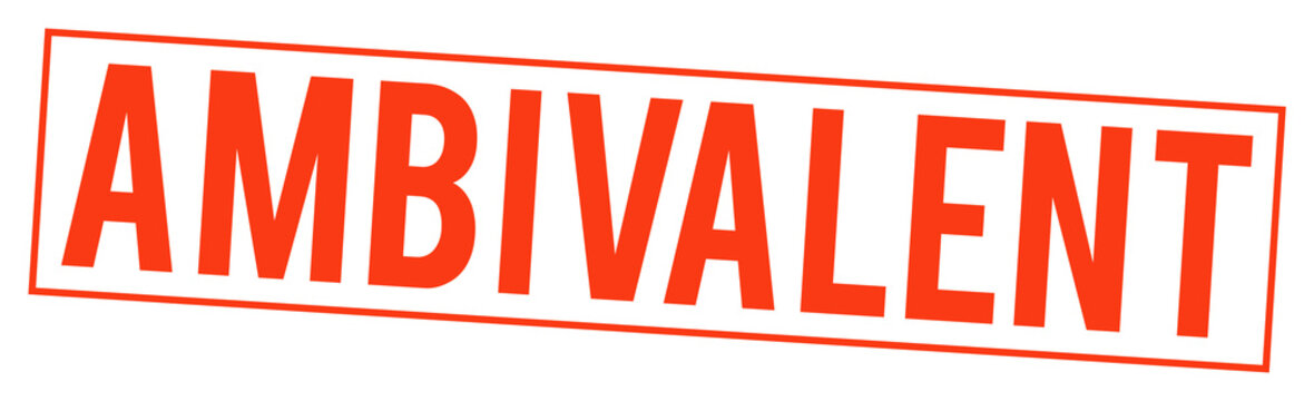 Ambivalent stamp in red color on transparent background