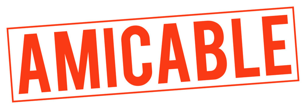 Large red amicable stamp on transparent background