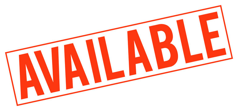Red available stamp on transparent background