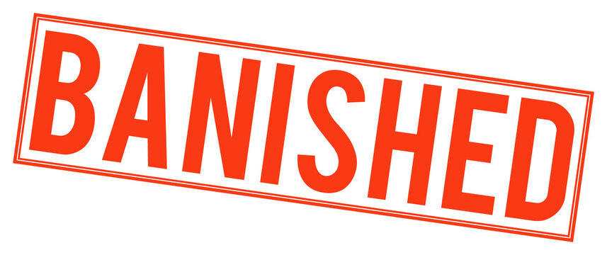 Red Banished stamp mark on transparent background