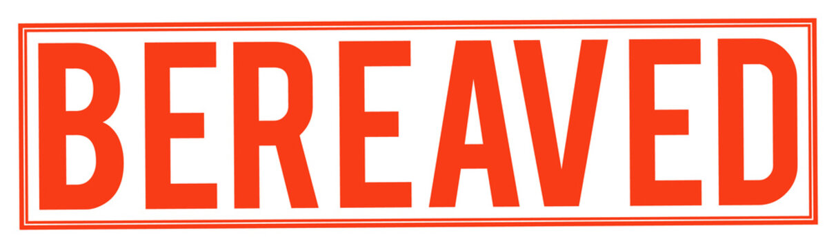 Large red bereaved stamp text on transparent background
