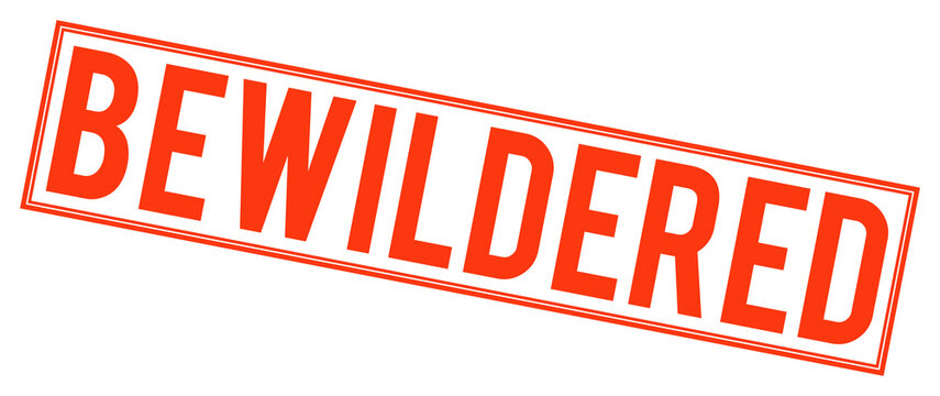 Large red bewildered stamp on transparent background