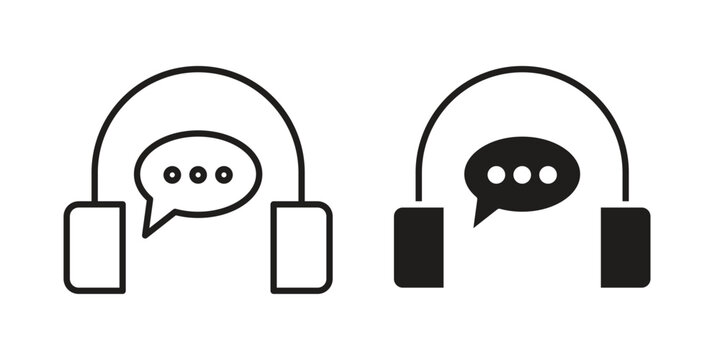 Live chat icon in black stroke eps vector graphic