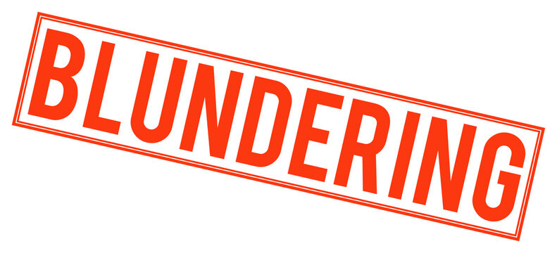 Blundering stamp in red color on transparent background