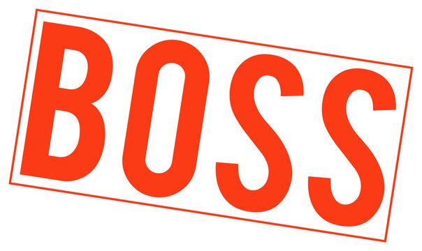 Large red boss text stamp on transparent background