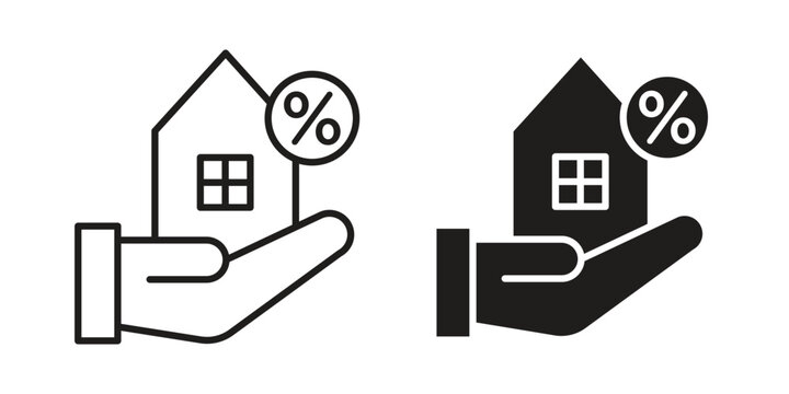 Mortgage Icon in black stroke eps vector graphic