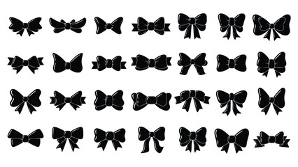 Fototapeta premium Black bow tie icons in various styles and designs for decoration and fashion