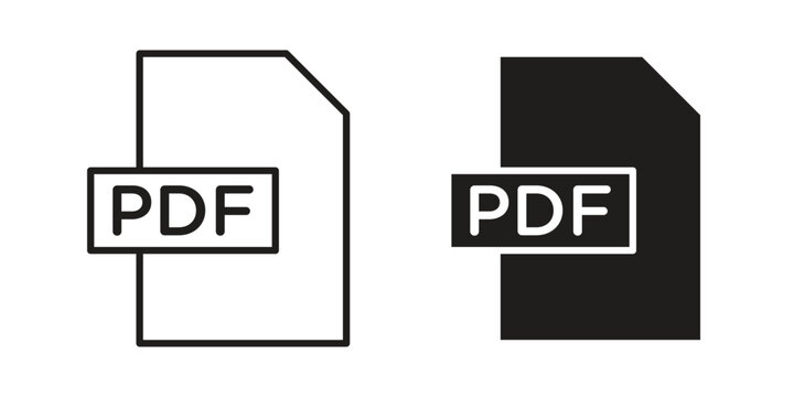 PDF file icon in black stroke eps vector graphic
