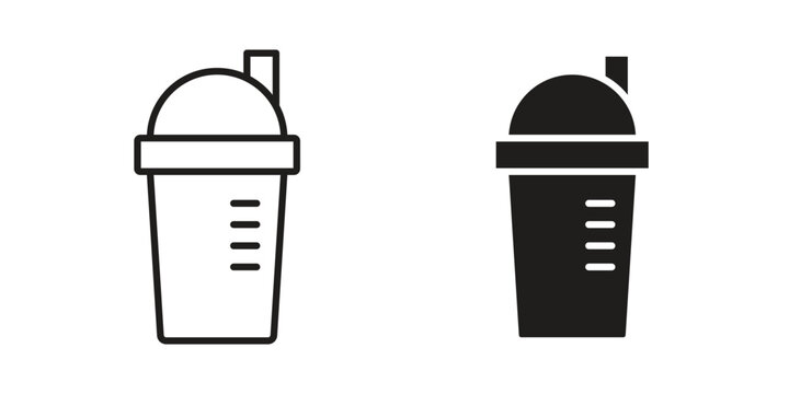 Protein shake icon in black stroke eps vector graphic