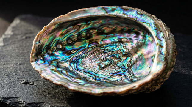 Iridescent Abalone Shell Interior with Rainbow Nacre