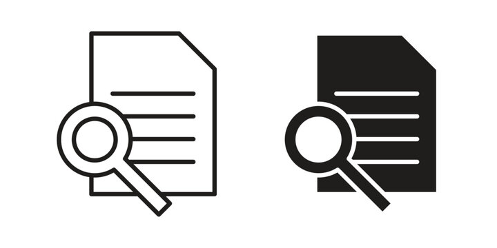 Research icon in black stroke eps vector graphic