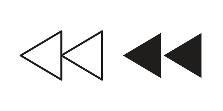 Rewind button icon in black stroke eps vector graphic