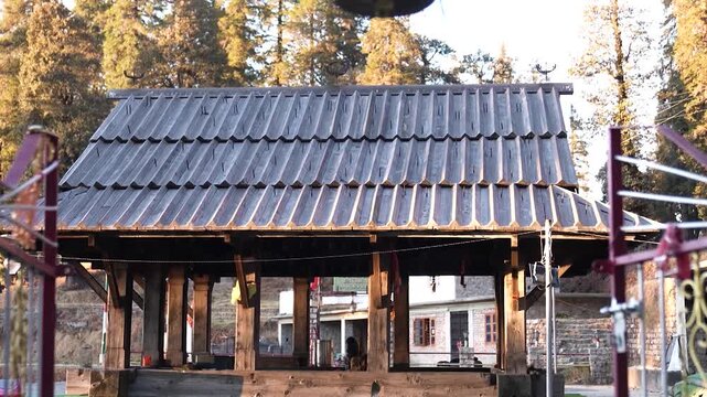 Hindu temple at Kamru Nag Himachal Pradesh.Ancient Hindu temple in mountains.