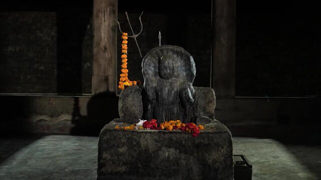Close shot of Sacred deity inside temple in Kamru Nag, Himachal.