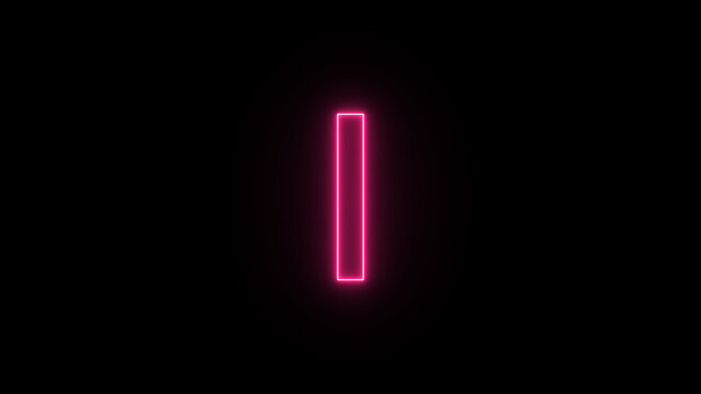 A vibrant pink neon rectangle illuminates against a stark black background