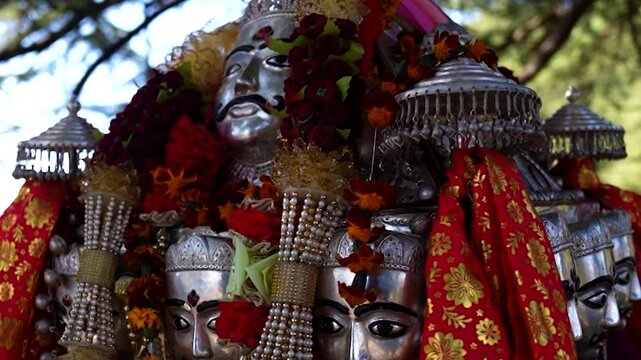 Hindu deity doli procession at Kamru Nag temple.