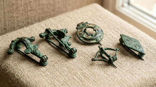 Ancient Roman Bronze Fibula Brooch Safety Pin Design