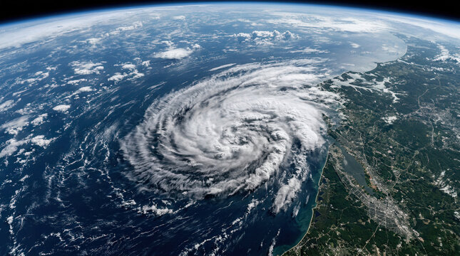 Sophisticated Satellite View of a Major Hurricane Over Earth?s Surface