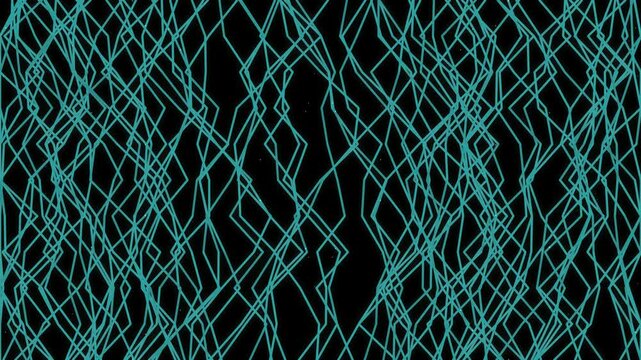 Dynamic Digital Web Pattern with Glowing Blue Lines on Black Background