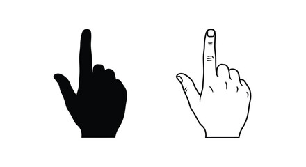 Obraz premium Two hands gesturing upward one solid black and one white outline