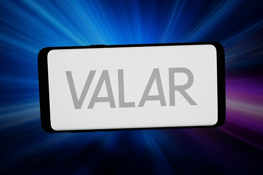 Stuttgart, Germany - 03-18-2026: In this photo illustration, the logo of US venture capital company Valar Ventures is displayed on a smartphone in front of abstract background on computer screen.