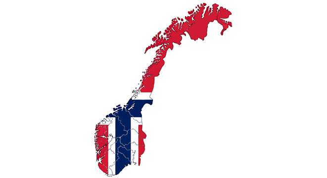 Norway map with national flag and administrative divisions vector illustration EPS10 Stock.eps