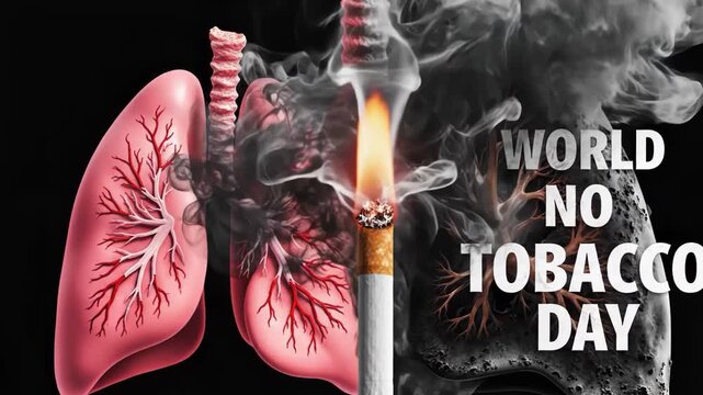World no tobacco day lungs comparison with burning cigarette