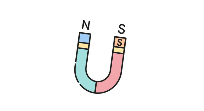 Colorful Horseshoe Magnet with Poles.