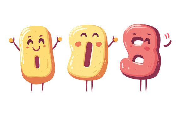 Cheerful number character designs helping children recognize digits and enjoy learning numbers isolated on transparent background PNG