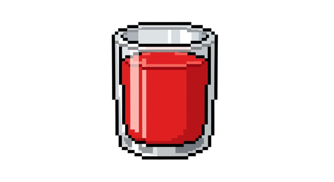 Pixel Art Glass Filled With Red Liquid.