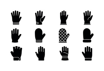 Fototapeta premium Collection of diverse glove and mitten icons for various purposes