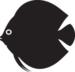 Fototapeta premium Black silhouette of a discus fish facing left aquatic vector illustration EPS PNG file