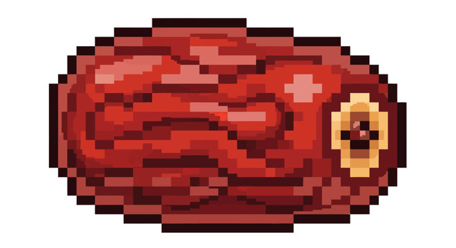 Pixel Art Red Gemstone With Golden Setting.