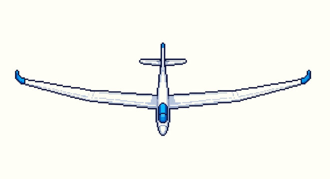 Top View of a White Glider Aircraft with Blue Accents.