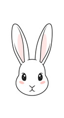 Obraz premium Cute cartoon rabbit head illustration with gentle expression, perfect for children's designs and animal themes