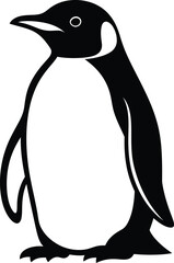 A black and white illustration of a penguin standing upright © abu sharif