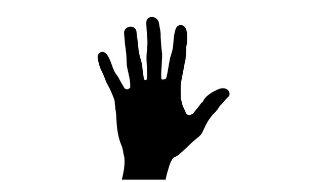 black hand silhouette waving or stopping