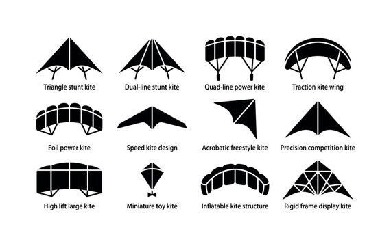 Collection of diverse kite designs and types for various activities