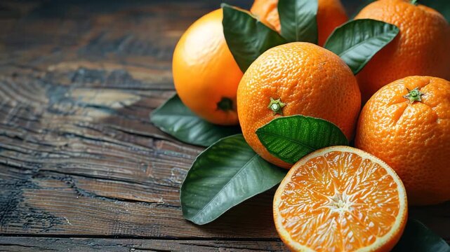 tangerines on wooden table