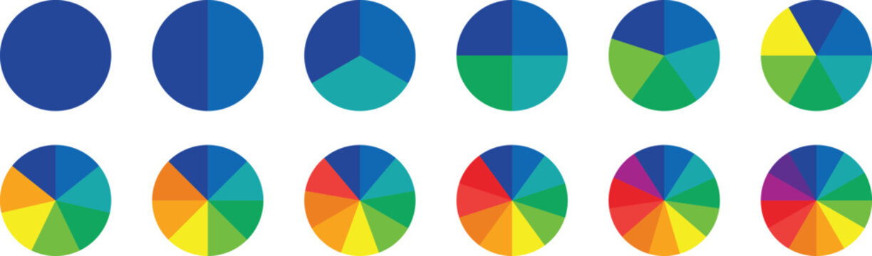 Color palette guide. Rainbow color wheel. Color wheel vector. Illustration of printing color wheel with twelve colors in gradations. Gradation of colors Theory in the circle.	