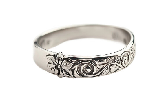 Cute silver toe ring featuring intricate flower pattern highlighting minimalistic elegance wearable fashion and charming accessory appeal isolated on transparent background PNG