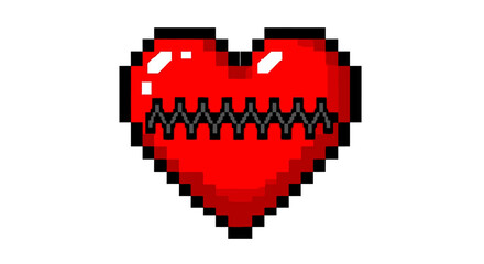 Fototapeta premium Pixelated Red Heart with Zipper Closure.