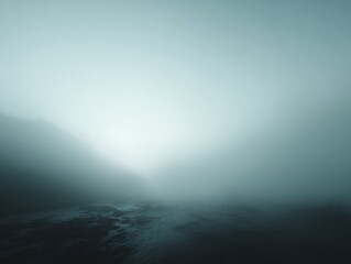 Fototapeta premium Mysterious mystical fog over mountain river, spooky background