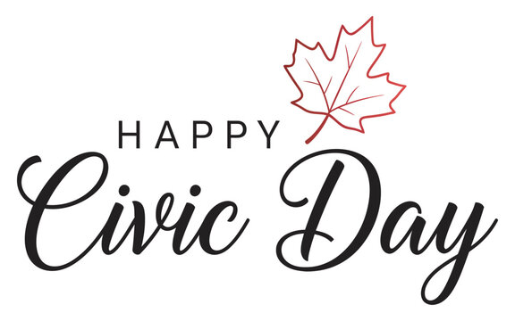 Happy civic day canada celebrations with maple leaf icon