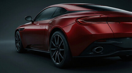 Naklejka premium Luxury red coupe rear quarter detail. Sleek automotive design evoking speed and elegance.