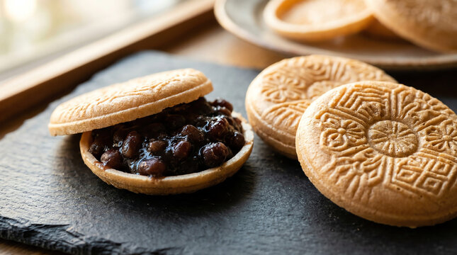 Monaka Wafer Shells Filled with Sweet Red Bean Paste