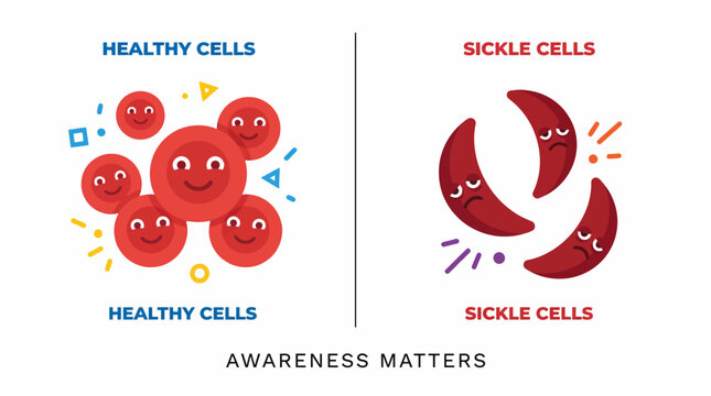 Sickle Cells Versus Healthy Red Blood Cells An Illustration of Sickle Cell Anemia Awareness