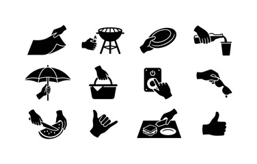 Obraz premium Collection of hands performing various activities like grilling, picnicking, and relaxing