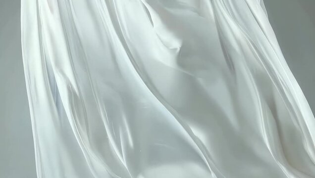 Elegant 4K motion graphic of swaying white satin drapes on transparent background with alpha channel ideal for high quality ribbon banners and sophisticated event background designs